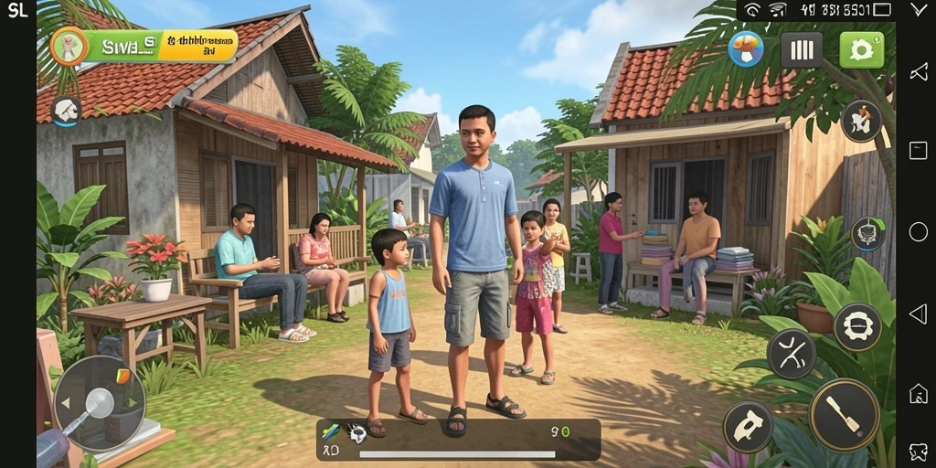 Screenshot utama 9SL menunjukkan gameplay simulasi yang interaktif.