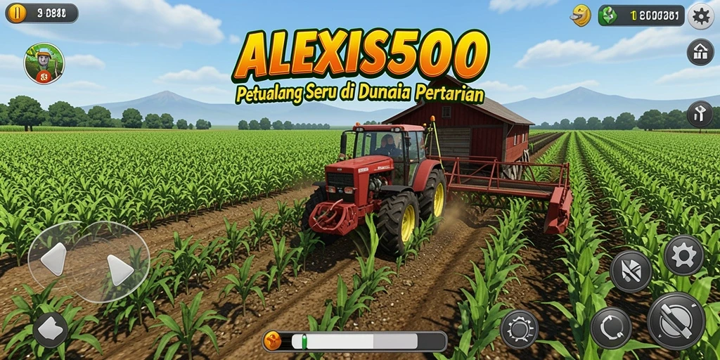 Tampilan menarik dari gameplay ALEXIS500 dengan aktivitas bertani.