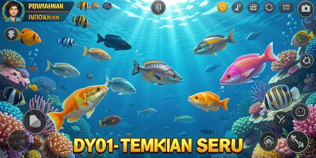 Gameplay seru dengan berbagai jenis ikan dan senjata.