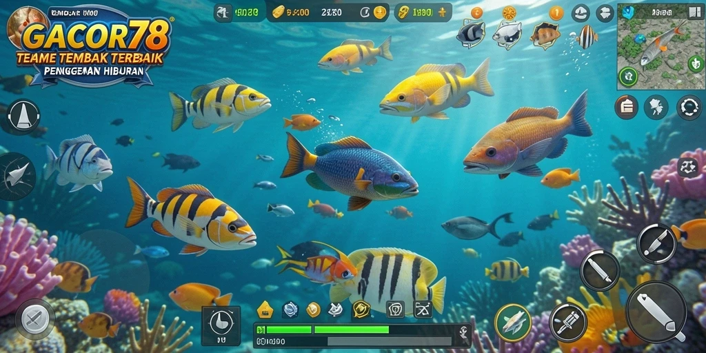 Screenshot GACOR78 menampilkan aksi seru menembak ikan.