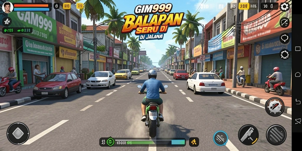 Tampilan gameplay balapan yang mendebarkan dan penuh aksi.