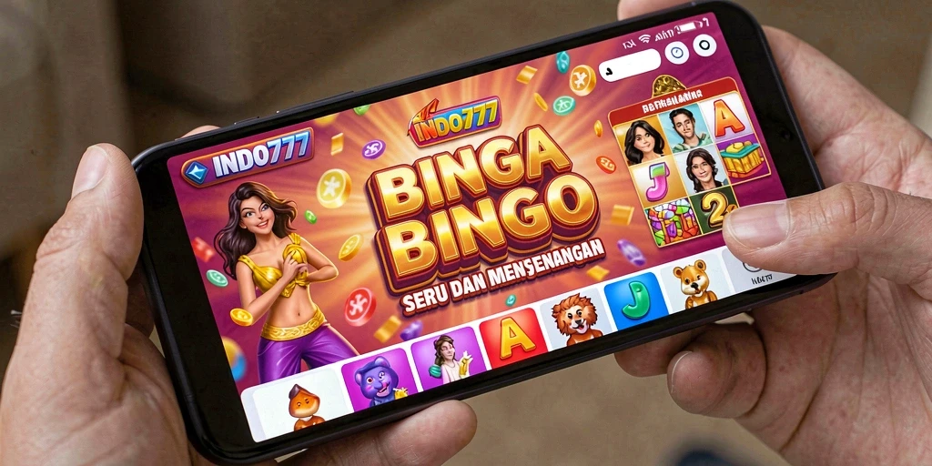Tangkapan layar utama INDO777 menampilkan momen seru dalam permainan Bingo.