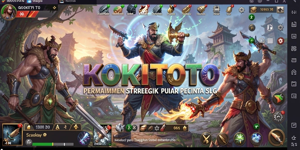 Screenshot utama KOKITOTO menampilkan strategi pertempuran yang seru.