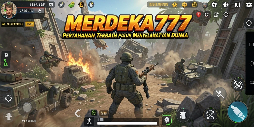 Tampilan gameplay seru dari MERDEKA777 dalam mode Tower Defense.