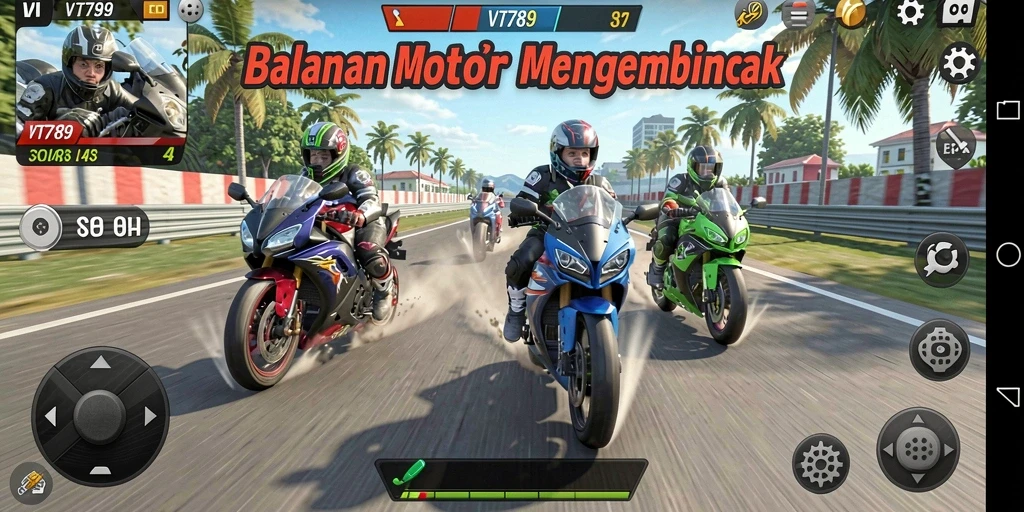 Gameplay menegangkan dari VT789 saat balapan motor.